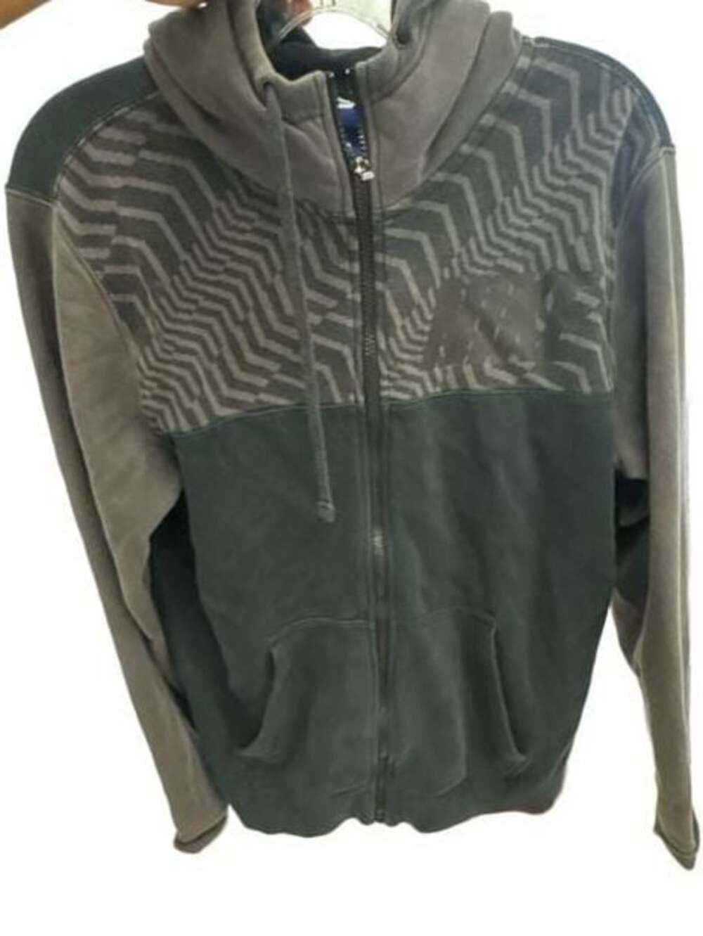 Nike Vintage Blue Tag Full-Zip Hoodie Black Gray Chevron Men's Size Small